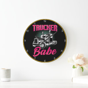 Titel: Trucker Babe Pink Gold Strength Grote Klok