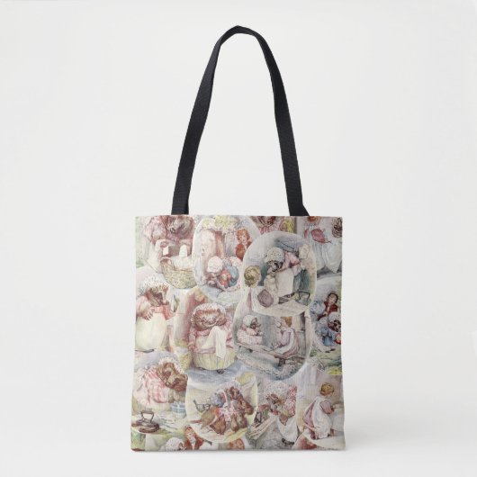  titel van mevrouw Tiggy Winkle Rustic Collage Tote Bag (Voorkant)