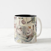  titel van mevrouw Tiggy Winkle Rustic Collage Tweekleurige Koffiemok (Voorkant rechts)