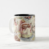  titel van mevrouw Tiggy Winkle Rustic Collage Tweekleurige Koffiemok (Voorkant links)