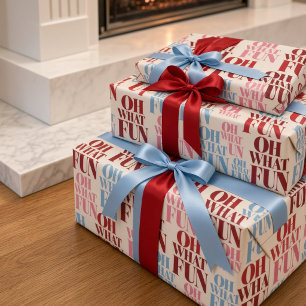 Titel: Vet Oh Wat Leuk Typografie Roze Blauw Cadeaupapier