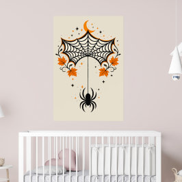 Titel Vintage Spinnenweb & Halve Maan | Retro Ha Poster