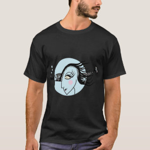 Titel Visvrouw — Zachte Blauwe Inkt Illustratie T-shirt