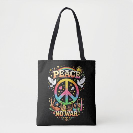 Titel: Vrede boven Oorlog Tote Bag (Voorkant)