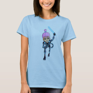 Titel: Vrouw-meisje met virtuele realiteit, T-shi T-shirt