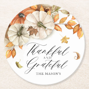 Titel Waarom waterverf pompoen voor Thanksgiving Ronde Kartonnen Onderzetter
