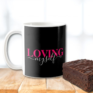 Titel: Zichzelf liefhebben Roze Script Typografie Koffiemok