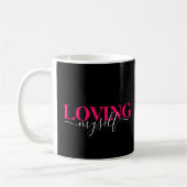 Titel: Zichzelf liefhebben Roze Script Typografie Koffiemok (Links)