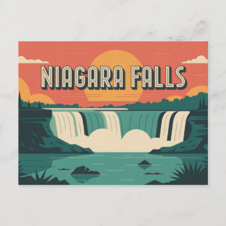 Titel: Zonsondergang bij de Niagara-watervallen Briefkaart