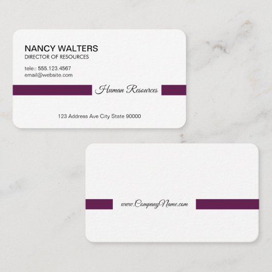 Titelbalk (Paarse Palts) Visitekaartje (Voorkant / Achterkant)