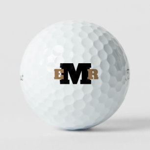 Titellijst voor aangepast goud en zwart monogram V Golfballen
