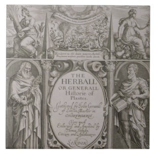 Titelpagina bij de tweede editie van "The Herball" Tegeltje