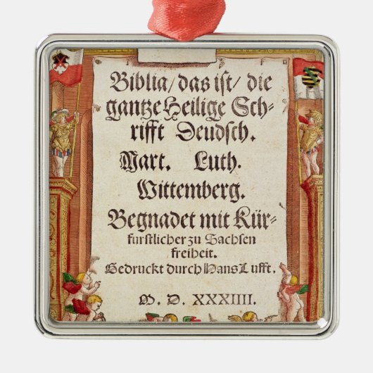 Titelpagina van de Bijbel Luther, c.1530 Metalen Ornament (Voorkant)