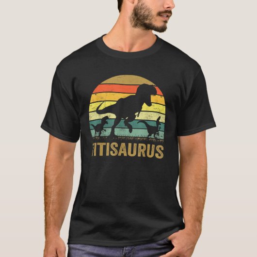 Titi Dinosaur T Rex Titisaurus 2 kinder familie ma T-shirt (Voorkant)