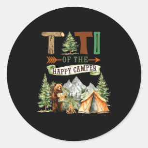 Titi van de happy camper eerste verjaardag camping ronde sticker