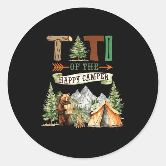 Titi van de happy camper eerste verjaardag camping ronde sticker (Voorkant)