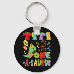 Titi van de One-a-saurus 1st Birthday Boy Dinosaur Sleutelhanger