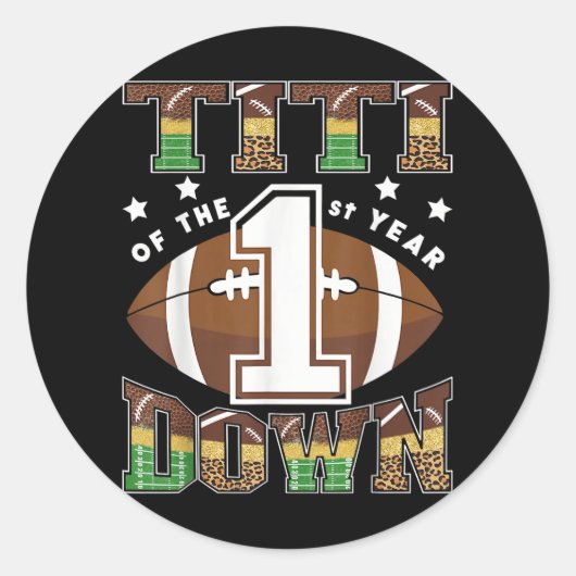 Titi van het 1e jaar Down Football eerste verjaard Ronde Sticker (Voorkant)