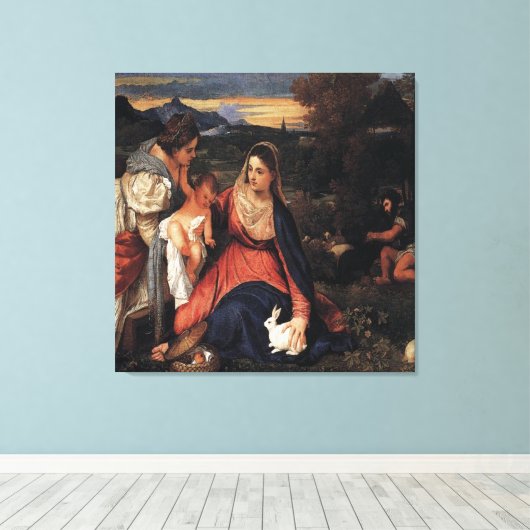 Titiaan / De Maagd van het Konijn / 1530 / Canvas Afdruk (Insitu (Houten vloer))