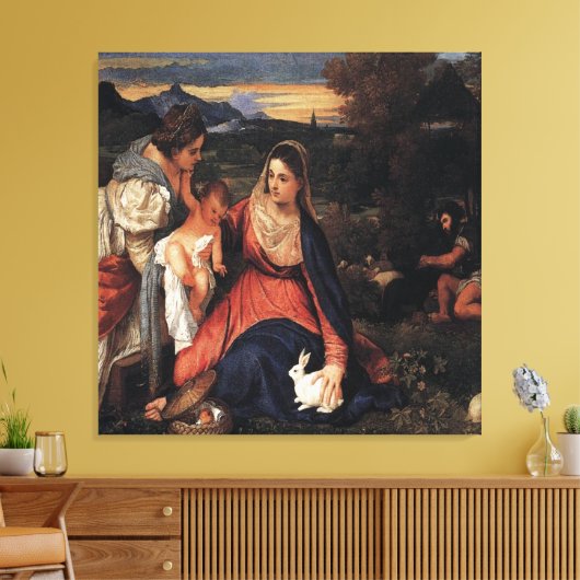 Titiaan / De Maagd van het Konijn / 1530 / Canvas Afdruk (Insitu (Woonkamer))