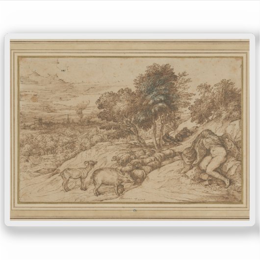 Titiaan (Tiziano Vecellio) - Pastorale scène Sticker (Voorkant)