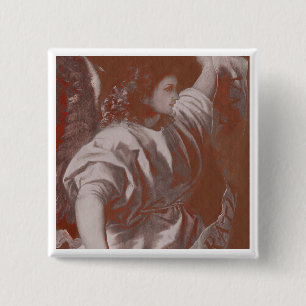 Titian Annunciation Angel met Banner Vierkante Button 5,1 Cm