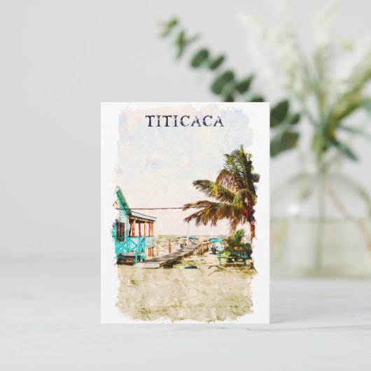 Titicaca Lake Beach landschap Zuid-Amerika Briefkaart (Staand voorkant)
