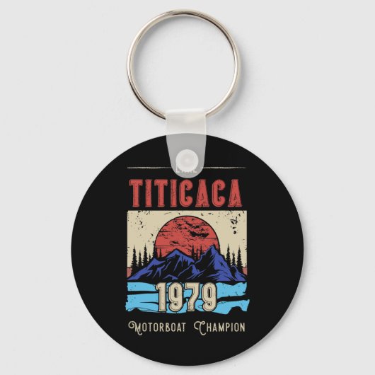Titicacameer Motorboot Kampioen 1979 Zonsondergang Sleutelhanger (Voorkant)