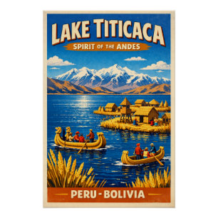 Titicacameer, Peru en Bolivia, in klassieke stijl Perfect Poster