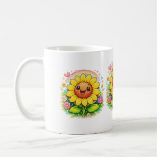 🌻 Title Cute Smiling Sunflower Rainbow Garden Koffiemok