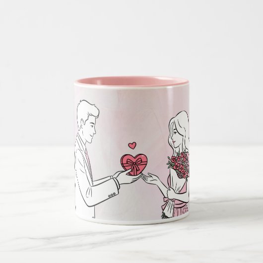 Title: First Valentine’s Day Together Personalized Tweekleurige Koffiemok (Center)