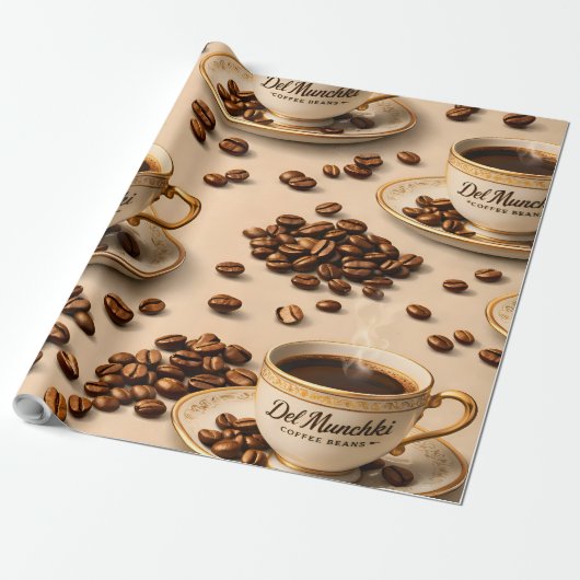 Title gourmet roasted coffee bean and espresso ele cadeaupapier (Uitgerold)