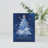 Title: Happy Holidays Elegant Navy Gold Christmas  Briefkaart (Staand voorkant)