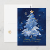Title: Happy Holidays Elegant Navy Gold Christmas  Briefkaart (Voorkant / Achterkant)