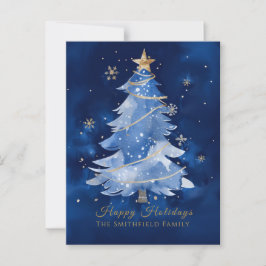 Title: Happy Holidays Elegant Navy Gold Christmas  Briefkaart