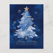 Title: Happy Holidays Elegant Navy Gold Christmas  Briefkaart (Voorkant)