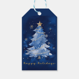 Title: Happy Holidays Elegant Navy Gold Christmas  Cadeaulabel