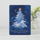 Title:
Happy Holidays Elegant Navy Gold Christmas Kaart (Staand voorkant)