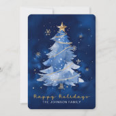 Title: Happy Holidays Elegant Navy Gold Christmas  Kaart (Voorkant)