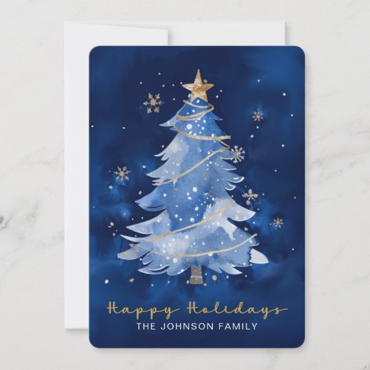 Title:
Happy Holidays Elegant Navy Gold Christmas Kaart (Voorkant)