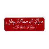Title: Joy, Peace & Love Christmas Return Address  Etiket (Voorkant)
