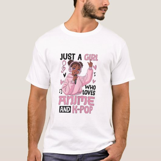 Title Just a Girl Who Loves Anime and K‑Pop  T-shirt (Voorkant)