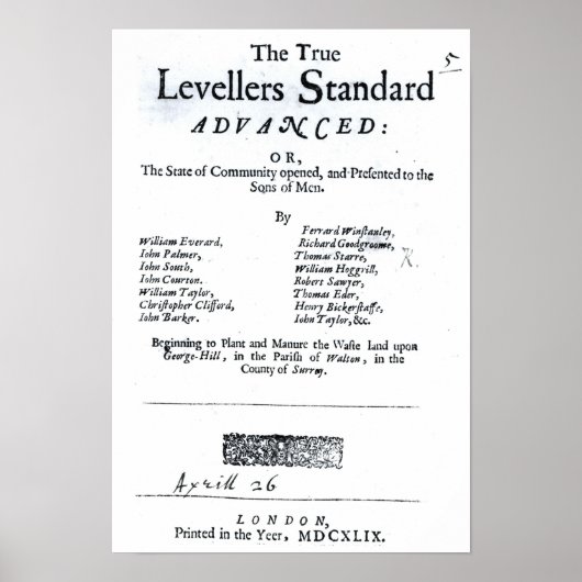Title page of The True Levellers' Standard Poster (Voorkant)
