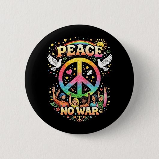 Title: Peace Over War Ronde Button 5,7 Cm (Voorkant)