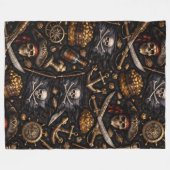 Title pirate legend Jolly Roger and treasure chest Fleece Deken (Voorkant (Horizontaal))