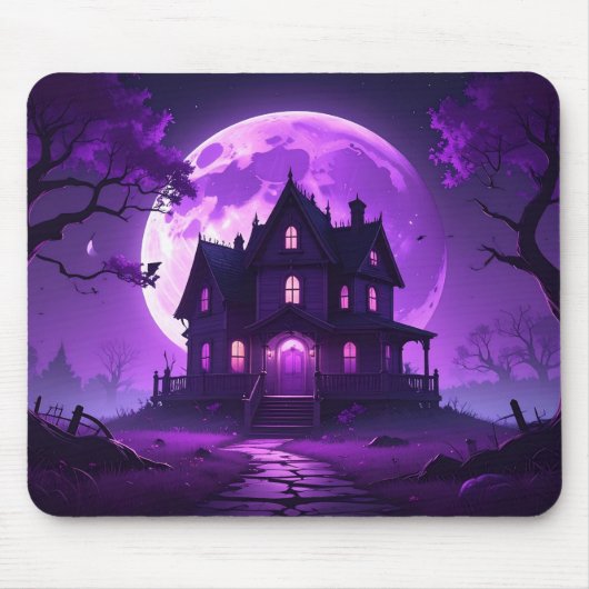 Title: Purple Moon Haunted Mansion Mousepad Muismat (Voorkant)