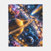 Title Saturn and comic galactic plush blanket de Fleece Deken (Voorkant)