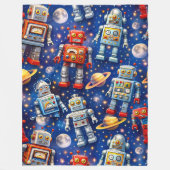 Title space robots Galactic voyage super soft plus Fleece Deken (Voorkant)