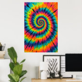 Title: Vibrant Neon Spiral Tie-Dye Art Poster (Thuiskantoor)