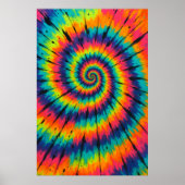 Title: Vibrant Neon Spiral Tie-Dye Art Poster (Voorkant)